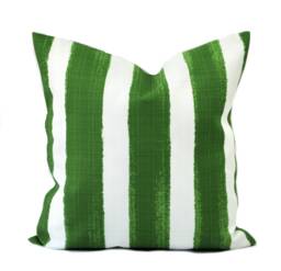 One Striped Outdoor Pillow Cover, Cushion, Decorative Throw Pillow, Dark Green Accent Hunters Green - thumbnail 1