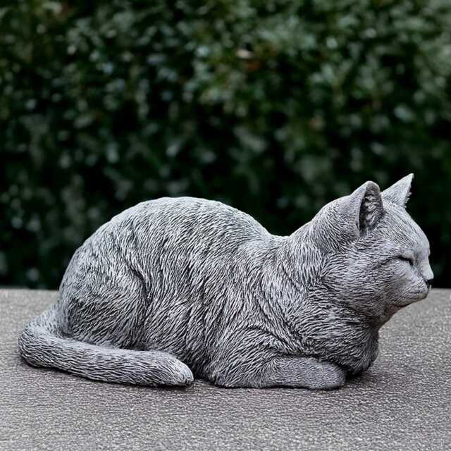 stone Kitten Sculpture Concrete Cat Figurine Sleeping Kitty Decoration Handmade Art Memorial Ornament Garden Pet Decor Lover Gift - image 1