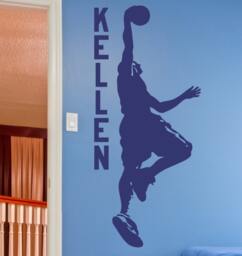 Dunking Basketball Player Personalized Vinyl Wall Decal Large Sports Sticker Kids Teen High School Varsity Decor Choose Color Font Child148 - thumbnail 1