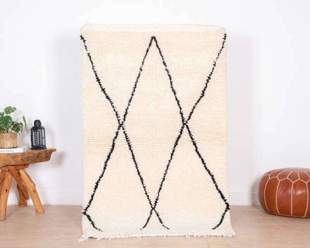 Classic Beni Ourain Rug, Authentic Moroccan Rug 3x5 Ft, Handmade Berber Carpet, Genuine Wool Rug, Area Tapis Berbere - image 1