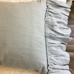 Duck Egg Blue Linen Pillow Cases With Mermaid Country Ruffles, A Pair, 2 Pieces - thumbnail 3