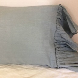 Duck Egg Blue Linen Pillow Cases With Mermaid Country Ruffles, A Pair, 2 Pieces - thumbnail 2