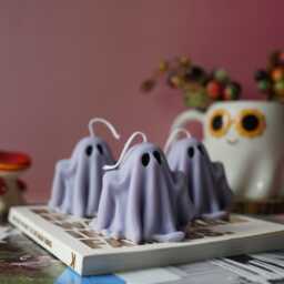 Ghost Soy Wax Candle Spooky Halloween Autumn Decor - thumbnail 3