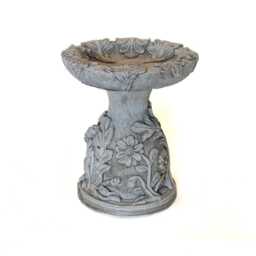 stone Cast Floral Bird Bath Outdoor Decor - thumbnail 4