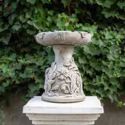 stone Cast Floral Bird Bath Outdoor Decor - thumbnail 3
