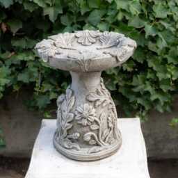 stone Cast Floral Bird Bath Outdoor Decor - thumbnail 2