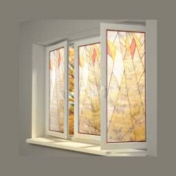 Translucent Silk Pojagi Screen Korean Patchwork Window Covering - thumbnail 2