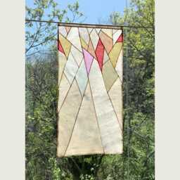 Translucent Silk Pojagi Screen Korean Patchwork Window Covering