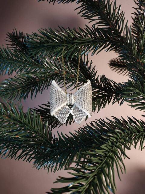 Bead Bow, Decoration For The Christmas Tree, A Gift, Decoration, New Year's Handicraft, Home - image 1