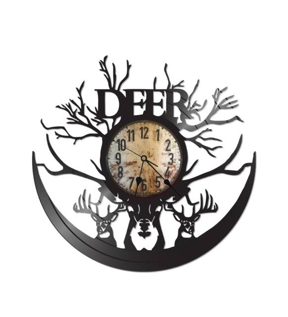Hunting/Deer Themed Vinyl Record Clock Free Shipping in Usa - image 1