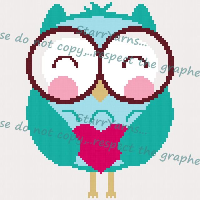 Loveable Owl Crochet Graph Baby Blanket Pattern