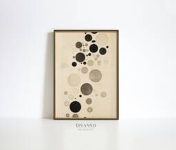 Beige Black Circles Art Print, Neutral Poster, Digital Downloadable, Abstract Wall Art, Modern Minimalist Home Decor, Canvas Printable Gift - thumbnail 1