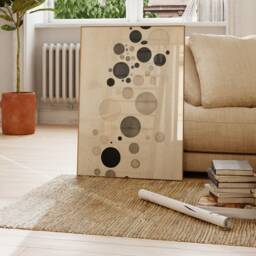 Beige Black Circles Art Print, Neutral Poster, Digital Downloadable, Abstract Wall Art, Modern Minimalist Home Decor, Canvas Printable Gift - thumbnail 2