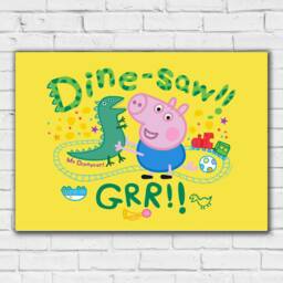 Peppa Pig Print - George Dine-Saw Grr Yellow Poster Wall Art - thumbnail 3