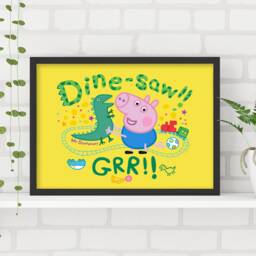Peppa Pig Print - George Dine-Saw Grr Yellow Poster Wall Art - thumbnail 1