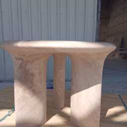 Elephant Leg Travertine Marble Coffee Table, Modern Minimalist Sculptural End Handcrafted Stone Furniture - thumbnail 2