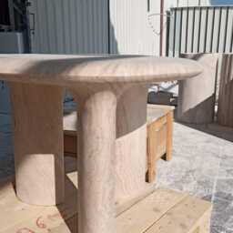 Elephant Leg Travertine Marble Coffee Table, Modern Minimalist Sculptural End Handcrafted Stone Furniture - thumbnail 4