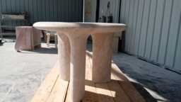 Elephant Leg Travertine Marble Coffee Table, Modern Minimalist Sculptural End Handcrafted Stone Furniture