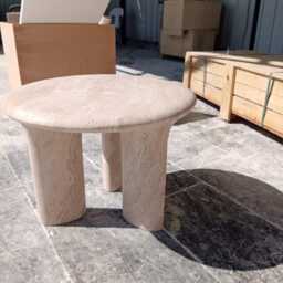 Elephant Leg Travertine Marble Coffee Table, Modern Minimalist Sculptural End Handcrafted Stone Furniture - thumbnail 3
