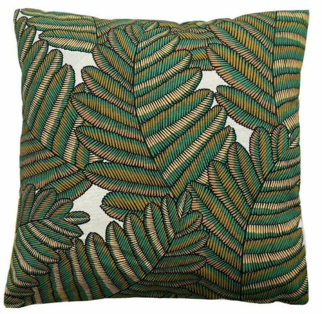Fern Cushion Cover Botanical Floral Print, Light Grey Velvet Pillow - image 1