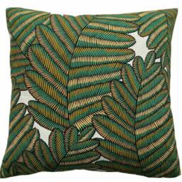 Fern Cushion Cover Botanical Floral Print, Light Grey Velvet Pillow - thumbnail 2