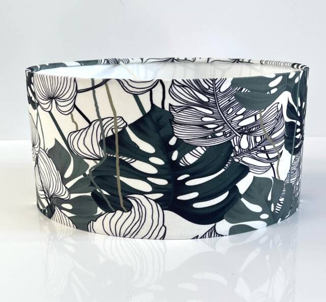 New Made To Order Green Leaves Print Velvet Lamp Shade Pendant Light - image 1