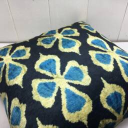 Ikat Pillow Cover 24x24, Handwoven Silk Blend Cushion, Modern Home Decor - thumbnail 4