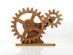 Mechanical Home Decor. Kinetic Decor For Desk. Rotating Wooden Gears Desk Art With Metal Ball Bearings. Free Shipping - thumbnail 1