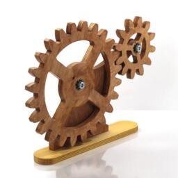 Mechanical Home Decor. Kinetic Decor For Desk. Rotating Wooden Gears Desk Art With Metal Ball Bearings. Free Shipping - thumbnail 2