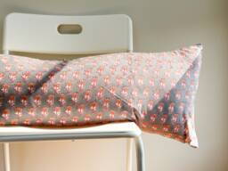 Block Print Lumbar Pillow Cover Floral Batik, Natural Dyed - thumbnail 1