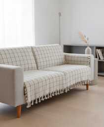 Soft Turkish Cotton Sofa Cover, Home Decor Throw, Bedpread King, Farmhouse Modern Blanket - thumbnail 1