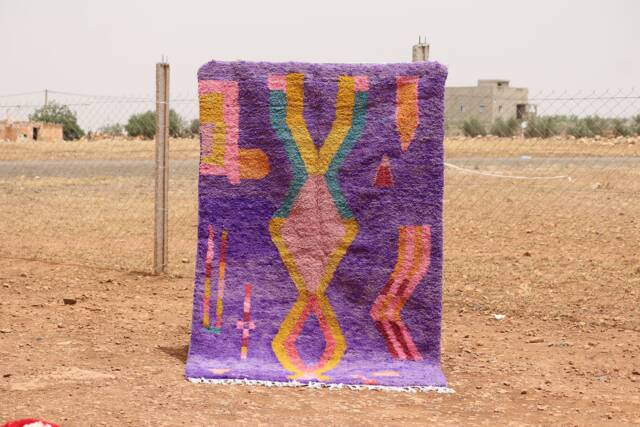 Purple Moroccan Rug Custom Wool Boujad Rug, Abstract Design - image 1