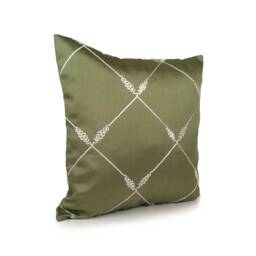 Lime Green & White Pillow, Throw Pillow Cover, Decorative Cushion Accent Silk Blend White Detail - thumbnail 2