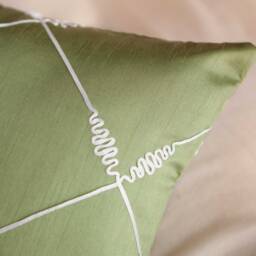 Lime Green & White Pillow, Throw Pillow Cover, Decorative Cushion Accent Silk Blend White Detail - thumbnail 4