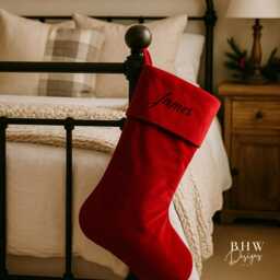 Personalised Name Red Velvet Stocking Hanging Christmas - thumbnail 3