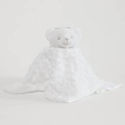 Personalised White Bear Fleece & Silky Blankie Soft Newborn Comforter Baby Shower Gift Nursery Keepsake