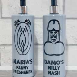 Personalised Reusable Novelty Grey Adult Bathroom Soap Dispensers -Funny Gift - Secret Santa Christmas - thumbnail 3