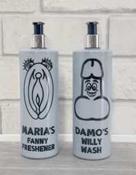 Personalised Reusable Novelty Grey Adult Bathroom Soap Dispensers -Funny Gift - Secret Santa Christmas