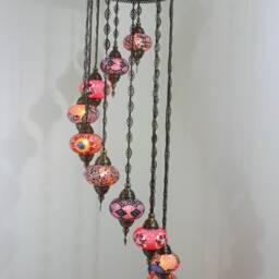 Turkish Mosaic Water Drop Chandelier - 11 Large Globe Ottoman Ceiling Lamp - H11 - thumbnail 4