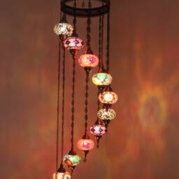 Turkish Mosaic Water Drop Chandelier - 11 Large Globe Ottoman Ceiling Lamp - H11 - thumbnail 3