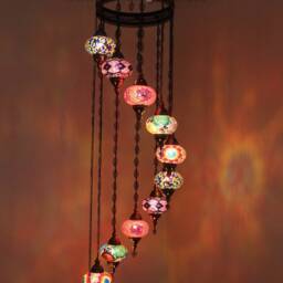 Turkish Mosaic Water Drop Chandelier - 11 Large Globe Ottoman Ceiling Lamp - H11 - thumbnail 2