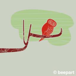 Owl & Tree Branch Wall Decal Mid Century Modern Inspired Design - thumbnail 3