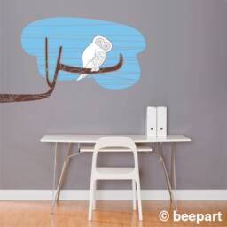 Owl & Tree Branch Wall Decal Mid Century Modern Inspired Design - thumbnail 1