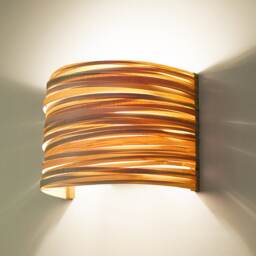 Veneer Wall Lamp in Scandinavian Style - Wood Lighting Hygge Sconce For Home Improvement Or Spring Decor Arc Stripes - thumbnail 2