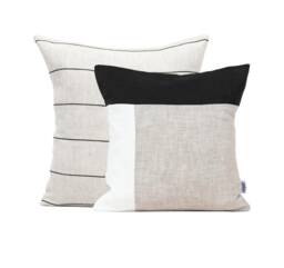 Minimalist Pillow Cover Set Of 2 Linen Cushion Covers, Black & White Sets, Stripes Throw Case Combination Bespoke