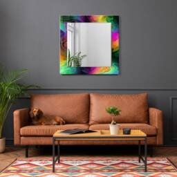 Multicolor Swirls Tempered Glass Mirror, Luxury Home Decor - thumbnail 4