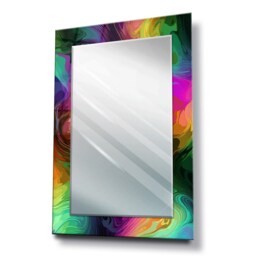 Multicolor Swirls Tempered Glass Mirror, Luxury Home Decor - thumbnail 3