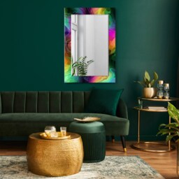 Multicolor Swirls Tempered Glass Mirror, Luxury Home Decor