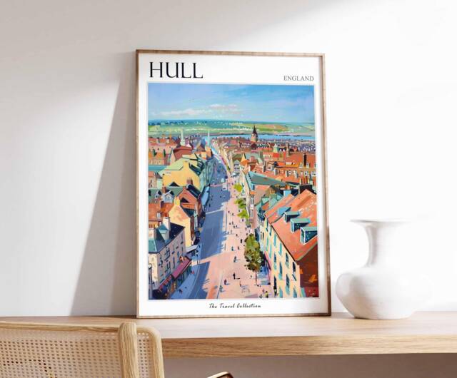 Hull Travel Poster Humber Bridge, England Art Print - image 1