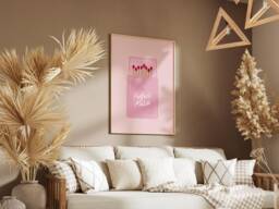 The Perfect Match Print, Pink Wall Decor Art, Aesthetic Coquette Girly Illustration, Trendy Bedroom Poster, Match Box, Valentines Gift - thumbnail 1